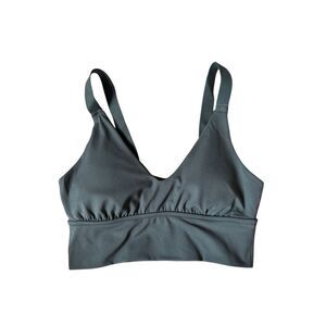 NEW Aerie Chill Play Move Green V-Neck Longline Bralette Back Twists Cutouts Siz